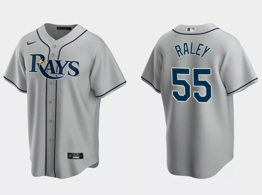 Men's Gray Tampa Bay Rays #55 Luke Raley Cool Base Stitched Baseball Jersey